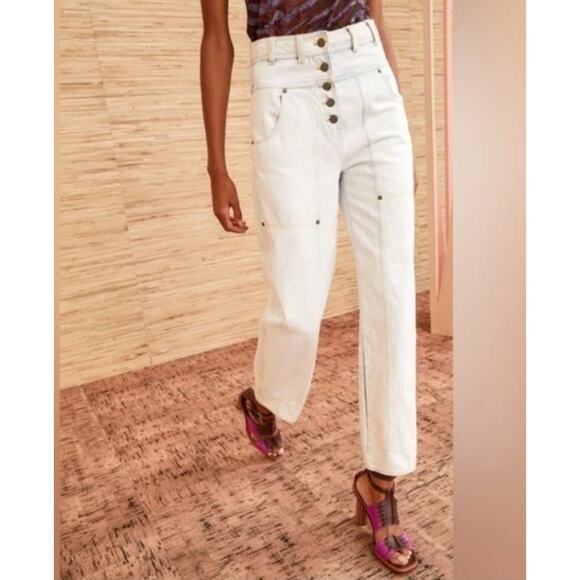 Ulla Johnson NWOT August Denim Pants in Whitewash sz US 6 - Picture 1 of 16